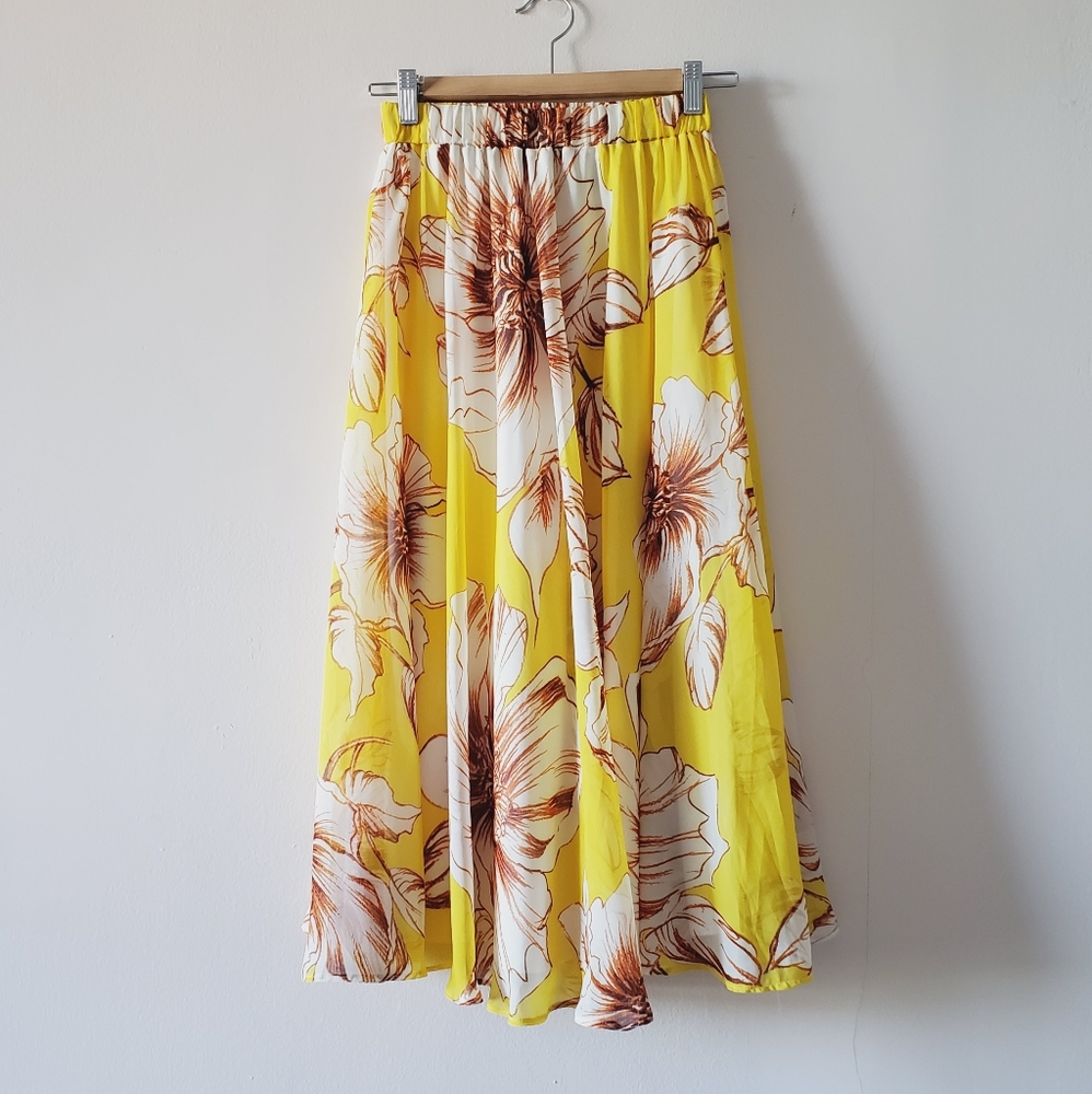 Floral Maxi Skirt - Yellow